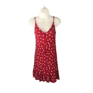 Billabong Red Patterned Dress with Ruffle Hem